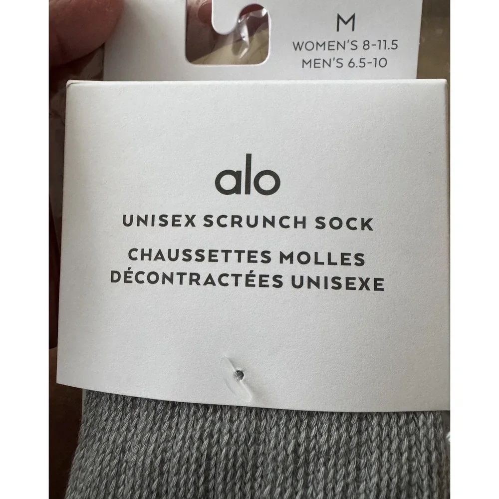 Alo Yoga Unisex Scrunch‎ Socks Athletic Heather Grey Size M NWT A0690U